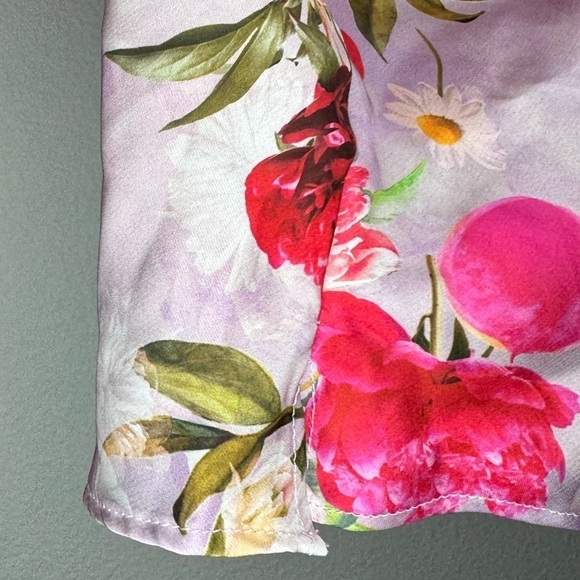 Victorias Secret Floral Print Lace Spaghetti Strap Flowy Tank Top Purple Pink - Picture 6 of 6